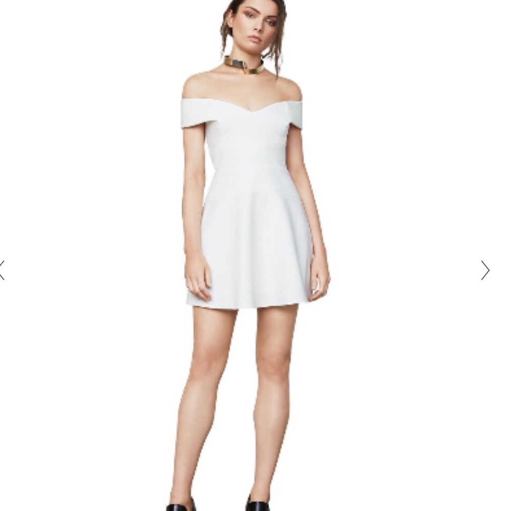 BCBG White off Carolyn shoulder dress XS